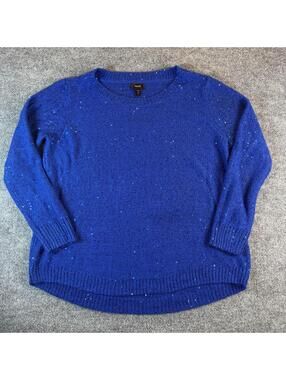 Rafaella Blue Knit Sweater Sequin Large - Sparklecore, grandmacore, 80's, 90's